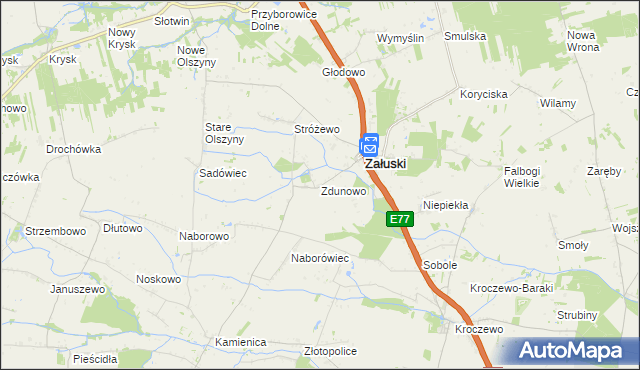mapa Zdunowo gmina Załuski, Zdunowo gmina Załuski na mapie Targeo