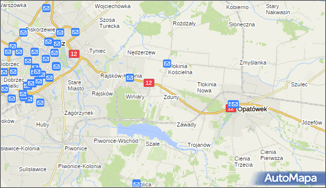 mapa Zduny gmina Opatówek, Zduny gmina Opatówek na mapie Targeo