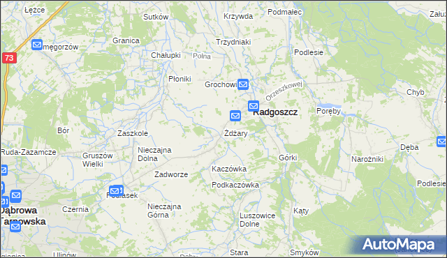 mapa Żdżary gmina Radgoszcz, Żdżary gmina Radgoszcz na mapie Targeo