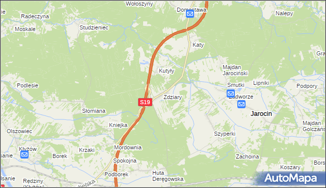 mapa Zdziary gmina Jarocin, Zdziary gmina Jarocin na mapie Targeo