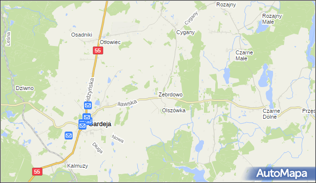mapa Zebrdowo, Zebrdowo na mapie Targeo