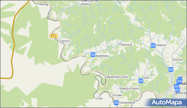 mapa Żegiestów, Żegiestów na mapie Targeo