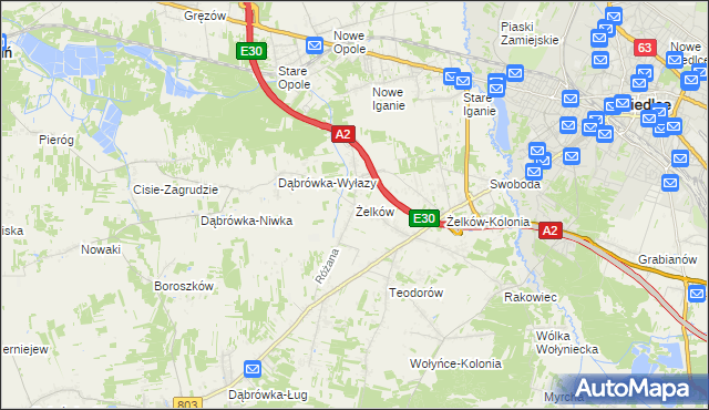 mapa Żelków, Żelków na mapie Targeo