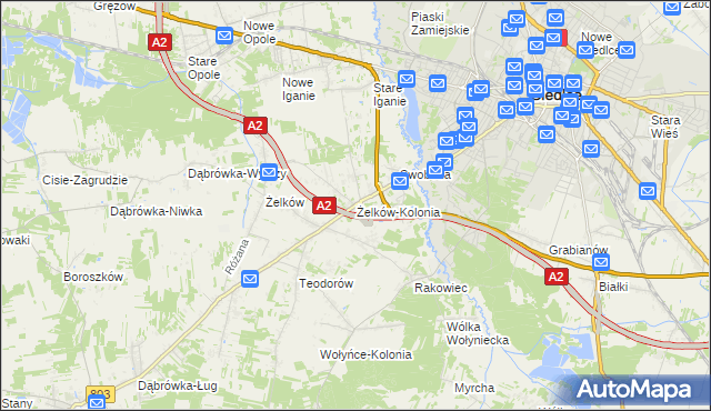 mapa Żelków-Kolonia, Żelków-Kolonia na mapie Targeo