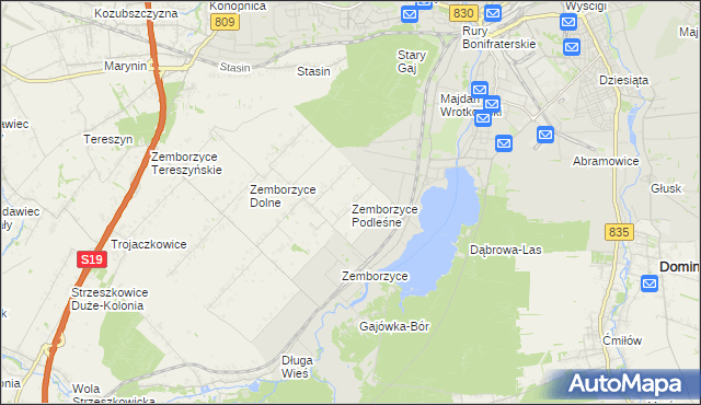 mapa Zemborzyce Podleśne, Zemborzyce Podleśne na mapie Targeo