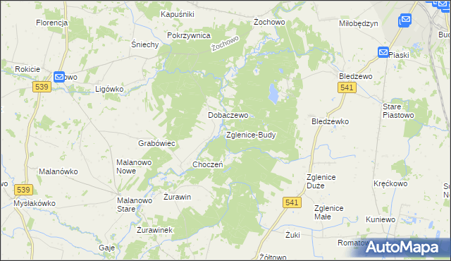 mapa Zglenice-Budy, Zglenice-Budy na mapie Targeo