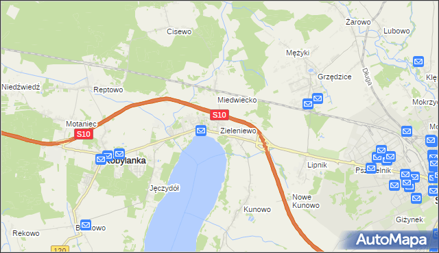 mapa Zieleniewo gmina Kobylanka, Zieleniewo gmina Kobylanka na mapie Targeo
