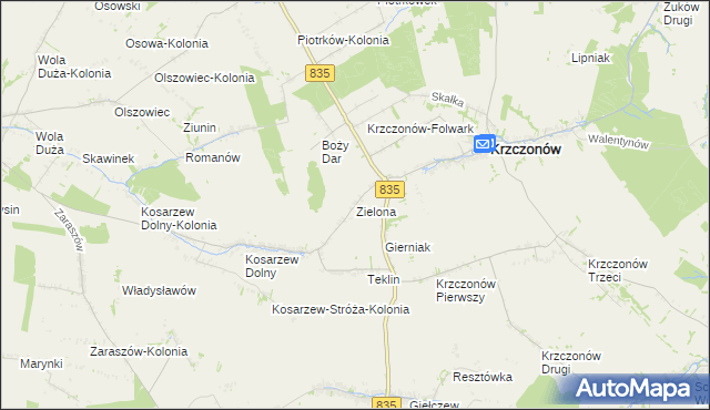 mapa Zielona gmina Krzczonów, Zielona gmina Krzczonów na mapie Targeo