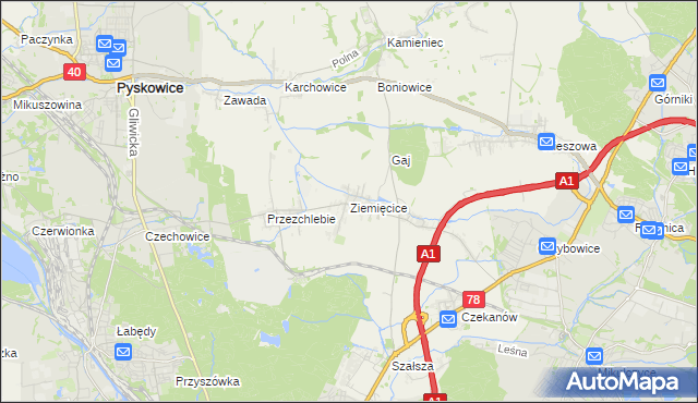 mapa Ziemięcice, Ziemięcice na mapie Targeo