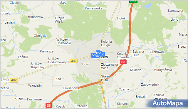 mapa Złoczew, Złoczew na mapie Targeo