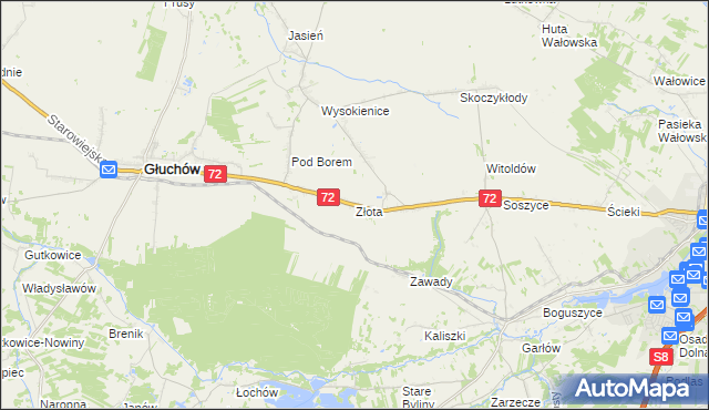 mapa Złota gmina Głuchów, Złota gmina Głuchów na mapie Targeo