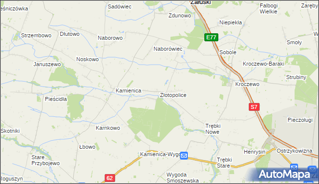 mapa Złotopolice, Złotopolice na mapie Targeo