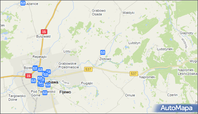 mapa Złotowo gmina Lubawa, Złotowo gmina Lubawa na mapie Targeo