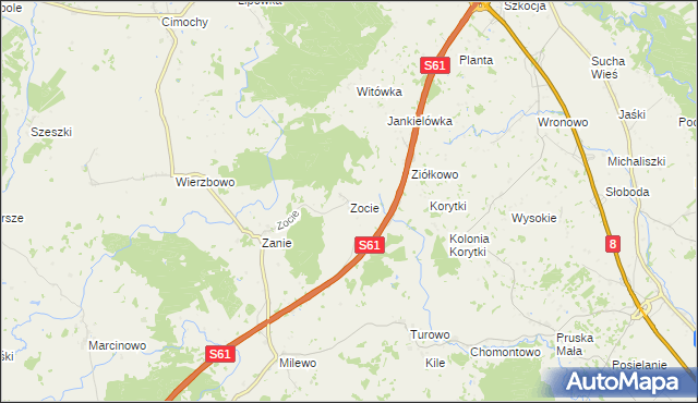 mapa Zocie, Zocie na mapie Targeo