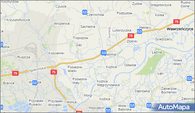 mapa Zofipole gmina Igołomia-Wawrzeńczyce, Zofipole gmina Igołomia-Wawrzeńczyce na mapie Targeo