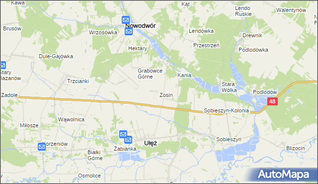 mapa Zosin gmina Ułęż, Zosin gmina Ułęż na mapie Targeo