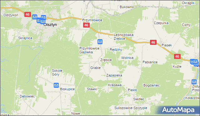 mapa Zrębice, Zrębice na mapie Targeo