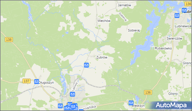 mapa Żubrów, Żubrów na mapie Targeo