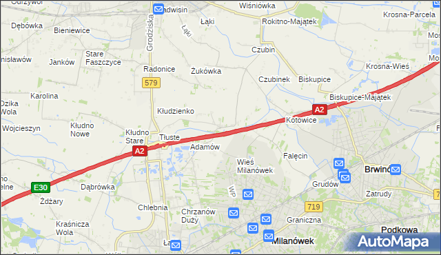 mapa Żuków gmina Grodzisk Mazowiecki, Żuków gmina Grodzisk Mazowiecki na mapie Targeo