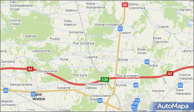 mapa Żuków gmina Mińsk Mazowiecki, Żuków gmina Mińsk Mazowiecki na mapie Targeo