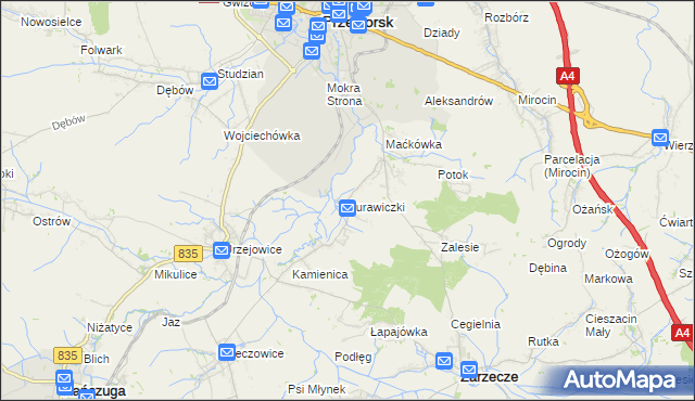 mapa Żurawiczki, Żurawiczki na mapie Targeo