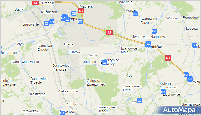 mapa Zwierzyniec Pierwszy, Zwierzyniec Pierwszy na mapie Targeo