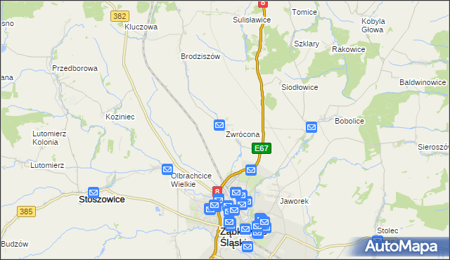 mapa Zwrócona, Zwrócona na mapie Targeo