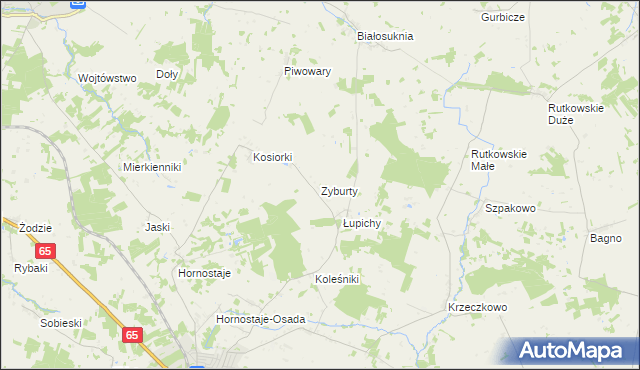 mapa Zyburty, Zyburty na mapie Targeo