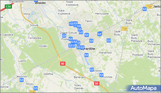 mapa Żyrardów, Żyrardów na mapie Targeo