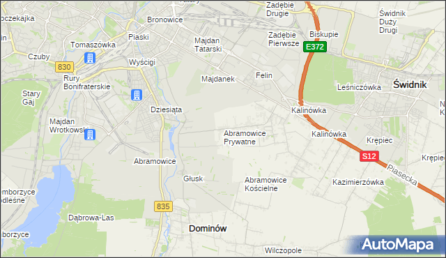 mapa Abramowice Prywatne, Abramowice Prywatne na mapie Targeo