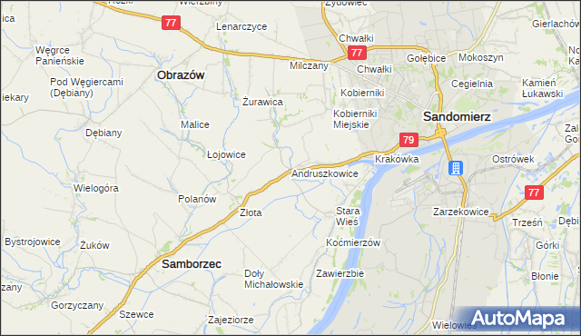 mapa Andruszkowice, Andruszkowice na mapie Targeo