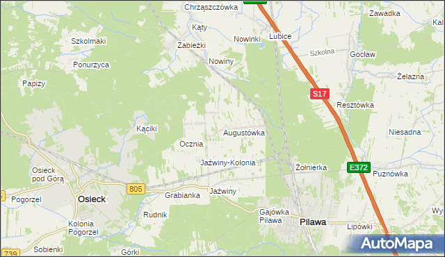 mapa Augustówka gmina Osieck, Augustówka gmina Osieck na mapie Targeo