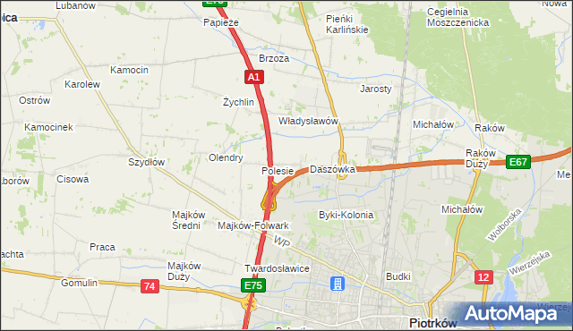 mapa Bąkowiec gmina Grabica, Bąkowiec gmina Grabica na mapie Targeo