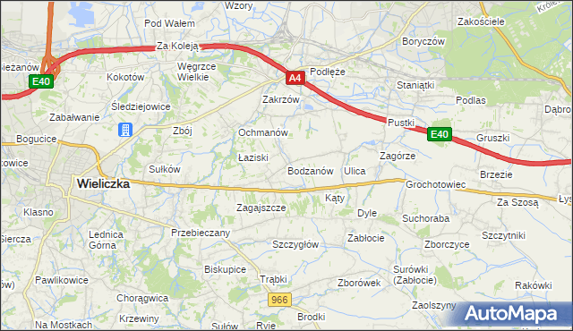 mapa Bodzanów gmina Biskupice, Bodzanów gmina Biskupice na mapie Targeo