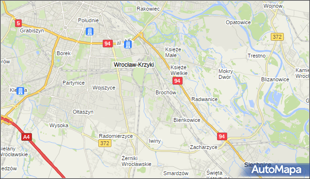 mapa Brochów gmina Wrocław, Brochów gmina Wrocław na mapie Targeo