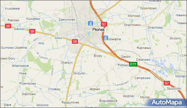 mapa Brody gmina Płońsk, Brody gmina Płońsk na mapie Targeo