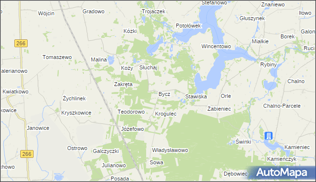 mapa Bycz gmina Piotrków Kujawski, Bycz gmina Piotrków Kujawski na mapie Targeo