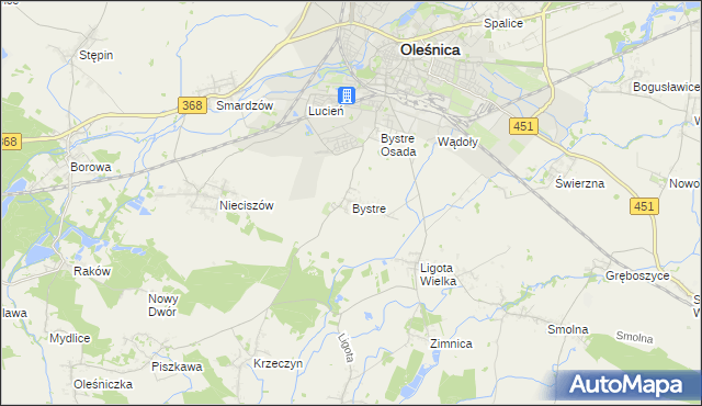 mapa Bystre gmina Oleśnica, Bystre gmina Oleśnica na mapie Targeo