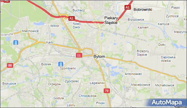 mapa Bytomia, Bytom na mapie Targeo