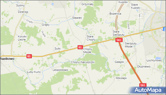 mapa Chojny Młode, Chojny Młode na mapie Targeo