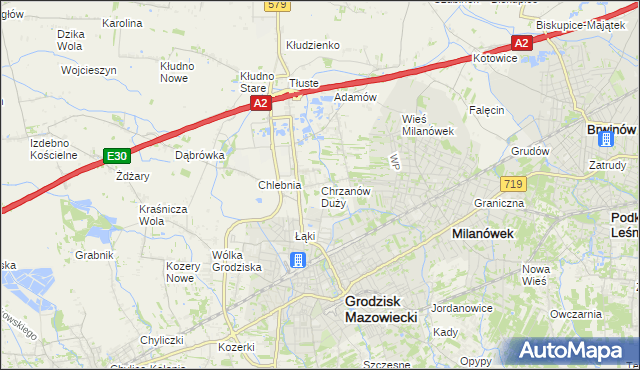 mapa Chrzanów Duży, Chrzanów Duży na mapie Targeo
