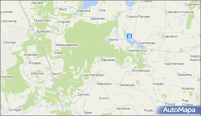 mapa Dębowiec gmina Wierzbinek, Dębowiec gmina Wierzbinek na mapie Targeo