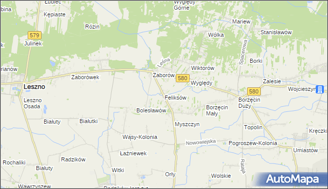 mapa Feliksów gmina Leszno, Feliksów gmina Leszno na mapie Targeo