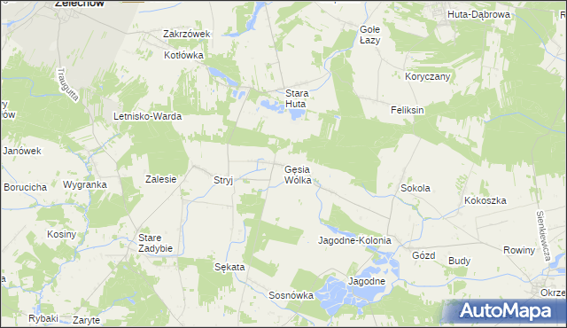 mapa Gęsia Wólka, Gęsia Wólka na mapie Targeo