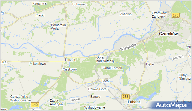 mapa Góra nad Notecią, Góra nad Notecią na mapie Targeo