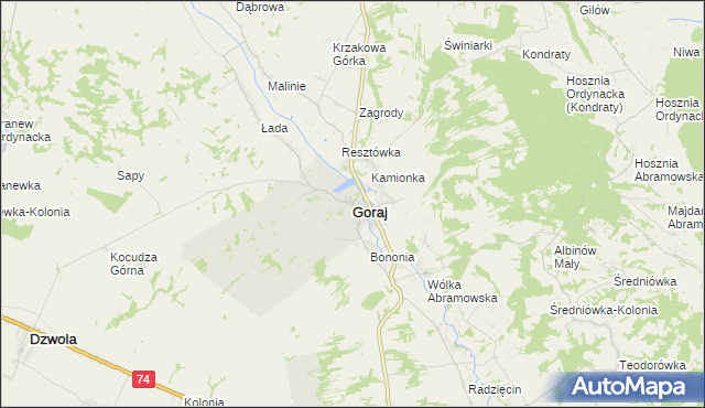 mapa Goraj powiat biłgorajski, Goraj powiat biłgorajski na mapie Targeo