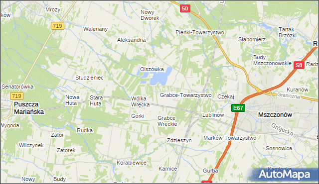 mapa Grabce-Towarzystwo, Grabce-Towarzystwo na mapie Targeo