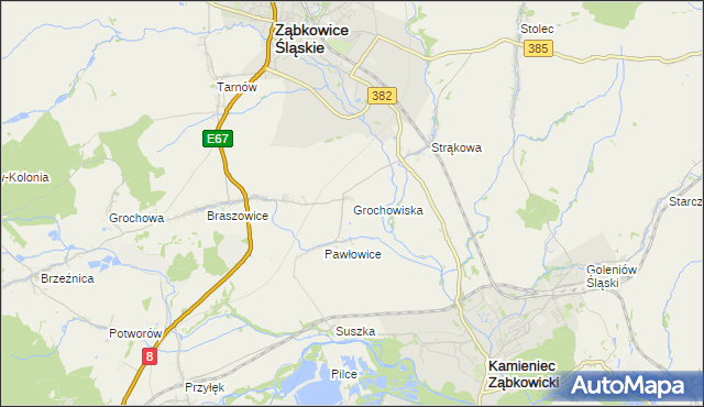 mapa Grochowiska gmina Ząbkowice Śląskie, Grochowiska gmina Ząbkowice Śląskie na mapie Targeo