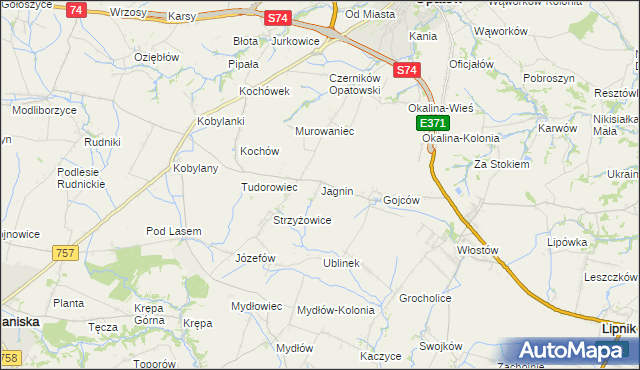 mapa Jagnin, Jagnin na mapie Targeo