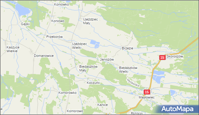 mapa Janiszów gmina Trzebnica, Janiszów gmina Trzebnica na mapie Targeo